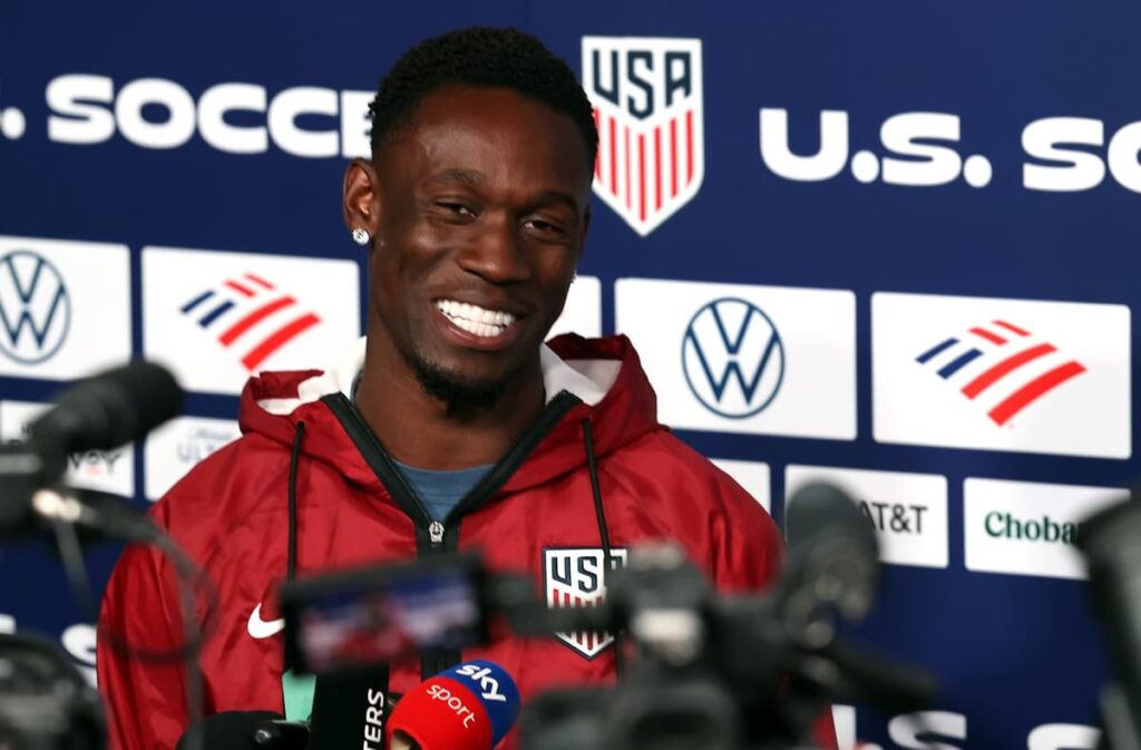 Folarin Balogun playing for the United States men's national team