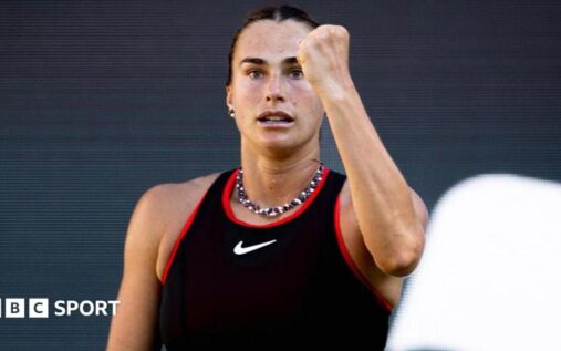 Aryna Sabalenka celebrating a point on the grass court at the Berlin Open