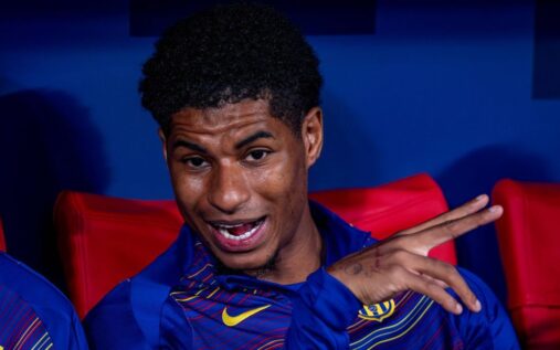 Marcus Rashford playing for Barcelona during his loan spell at the Camp Nou