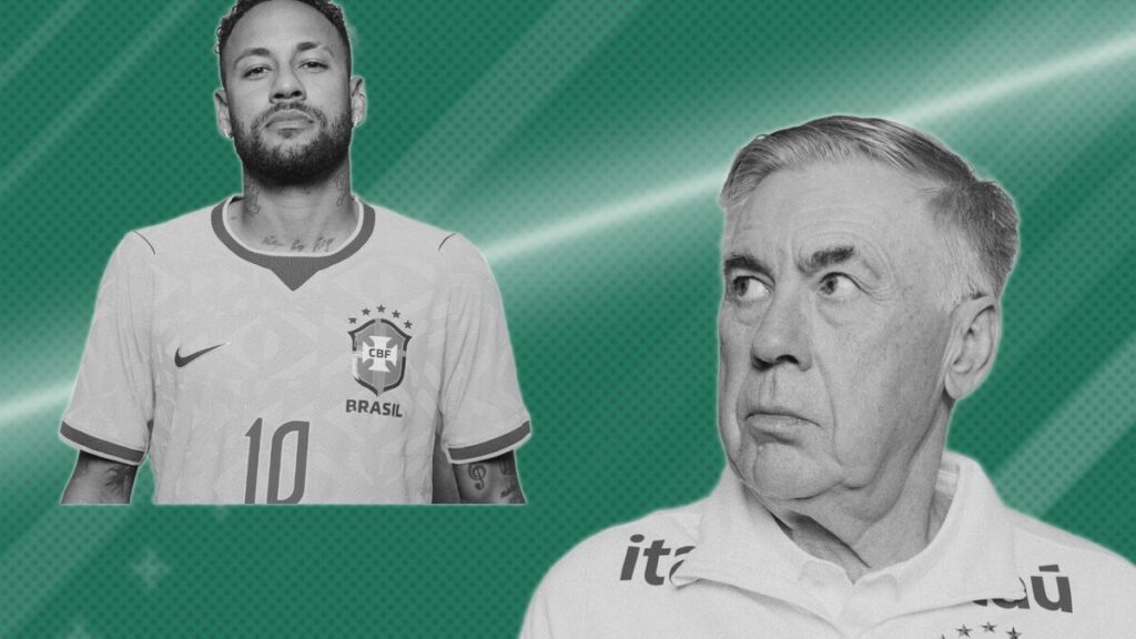 Brazil manager Carlo Ancelotti looking serious on the touchline during a match