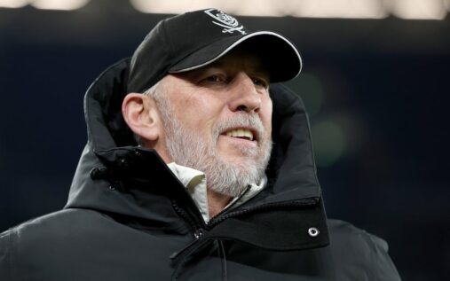 Brest manager Eric Roy standing on the touchline during a French Ligue 1 football match