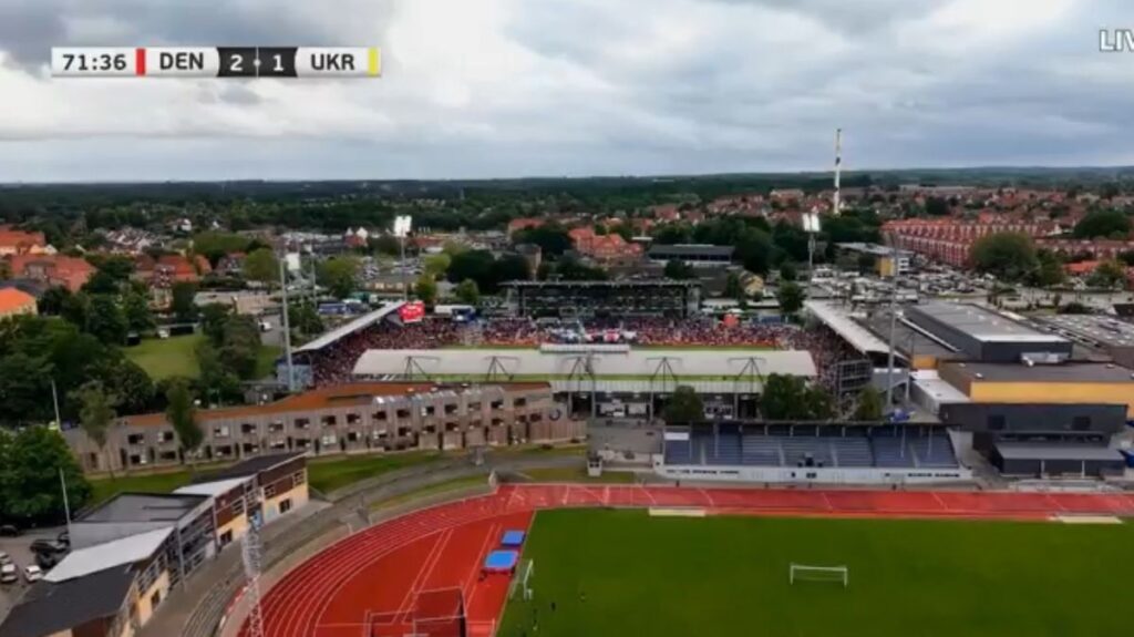 Christian Eriksen playing for Denmark before the match against Ukraine was abandoned