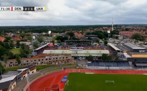 Christian Eriksen playing for Denmark before the match against Ukraine was abandoned