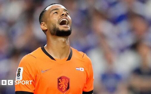 Cody Gakpo playing for the Netherlands national team at the World Cup