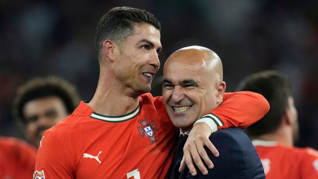 Cristiano Ronaldo wearing the Portugal national team kit during a match