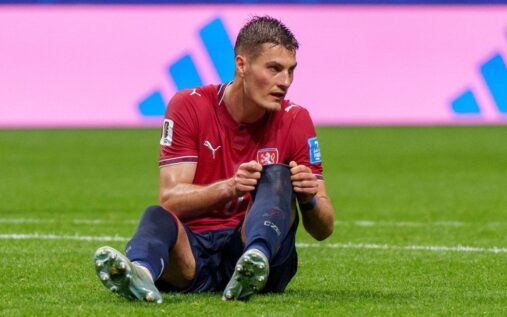 Patrik Schick looking dejected in a Czechia national team shirt during the 2026 World Cup