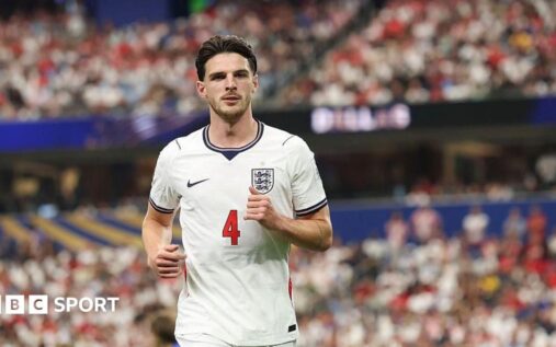 England midfielder Declan Rice preparing to take a corner kick during a World Cup football match
