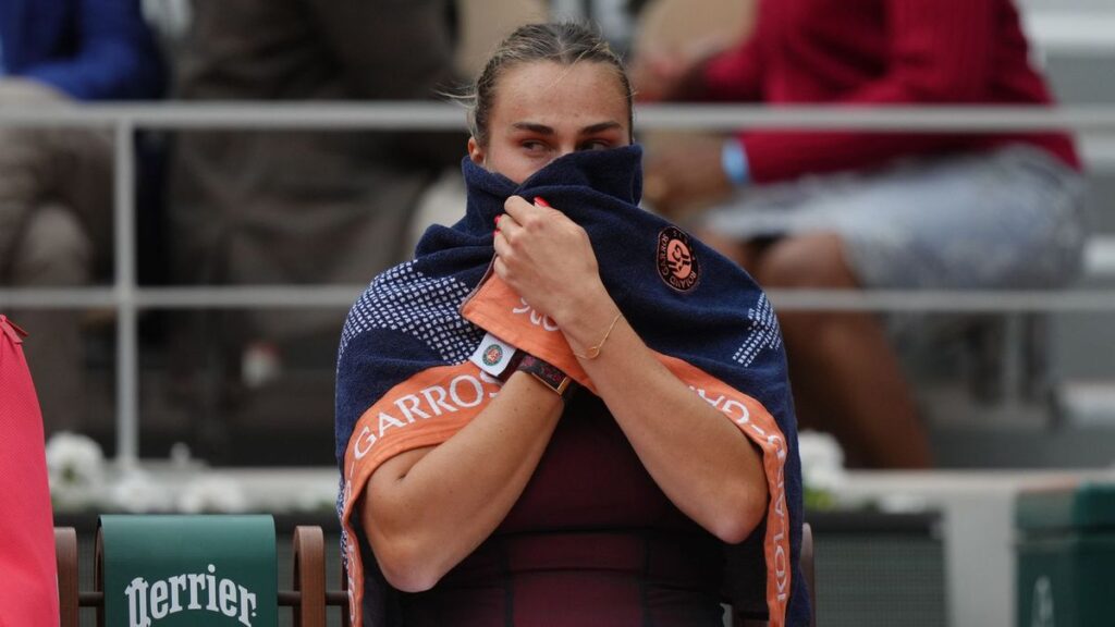 Diana Shnaider celebrating her shock quarter-final victory over Aryna Sabalenka at the French Open