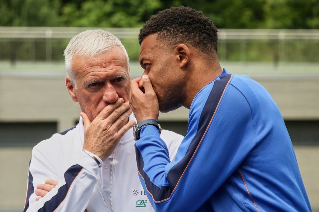 Didier Deschamps managing the France national football team from the touchline
