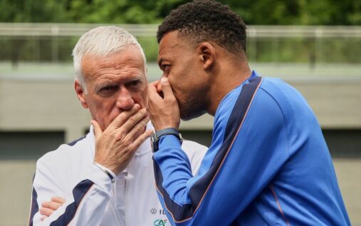 Didier Deschamps managing the France national football team from the touchline