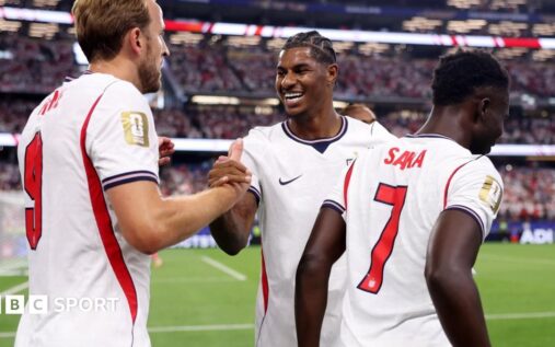 England captain Harry Kane celebrating a goal with Jude Bellingham against Croatia at the World Cup in Dallas.