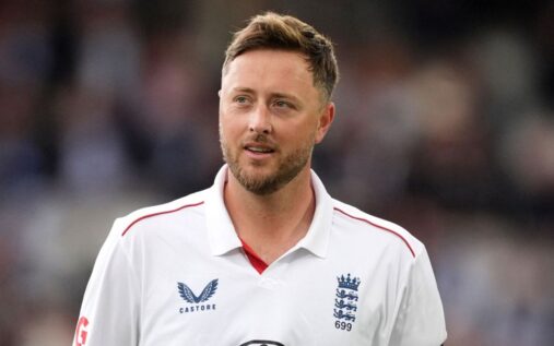 England fast bowler Ollie Robinson bowling during a Test match