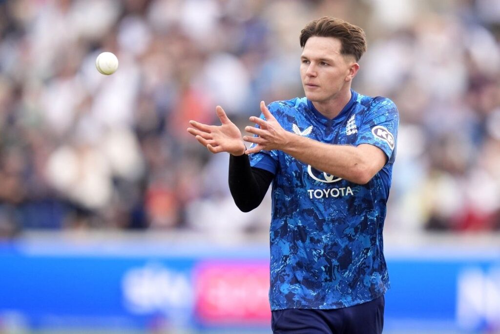 England fast bowler Sonny Baker bowling in the nets during a training session