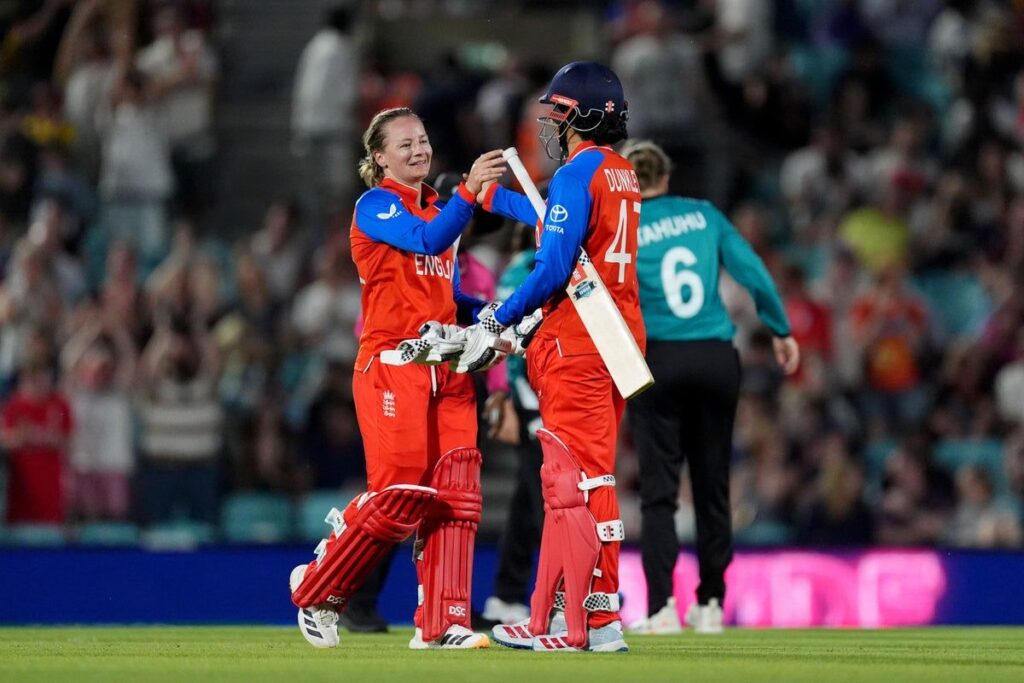 Danni Wyatt-Hodge batting for England during a T20 cricket match