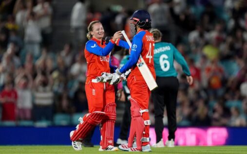 Danni Wyatt-Hodge batting for England during a T20 cricket match