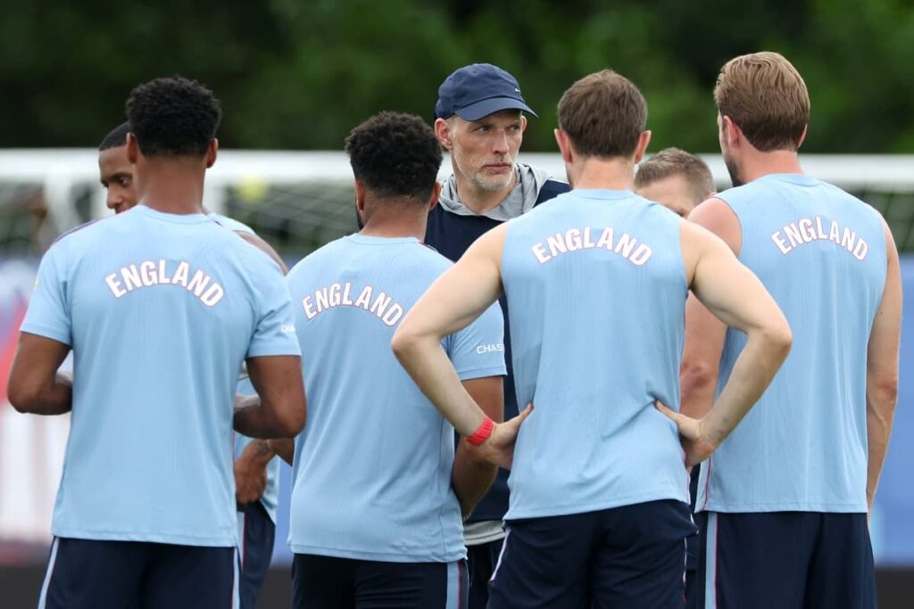 Thomas Tuchel speaking at an England national team press conference