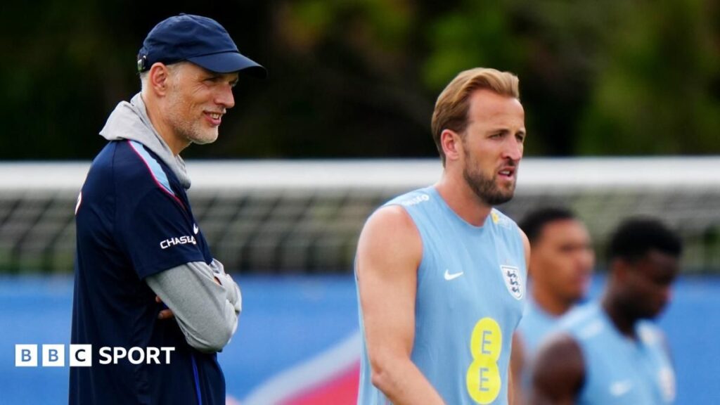 England captain Harry Kane dropping deep to receive the ball and directing teammates during an international match