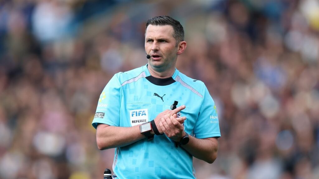 English referee Michael Oliver officiating a football match