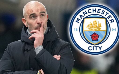 Enzo Maresca overseeing a football training session at the Manchester City campus