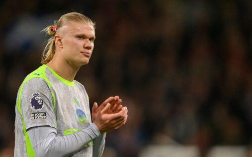 Erling Haaland playing for Manchester City