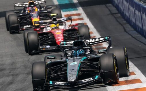 Red Bull Formula 1 car driving on track during a Grand Prix weekend