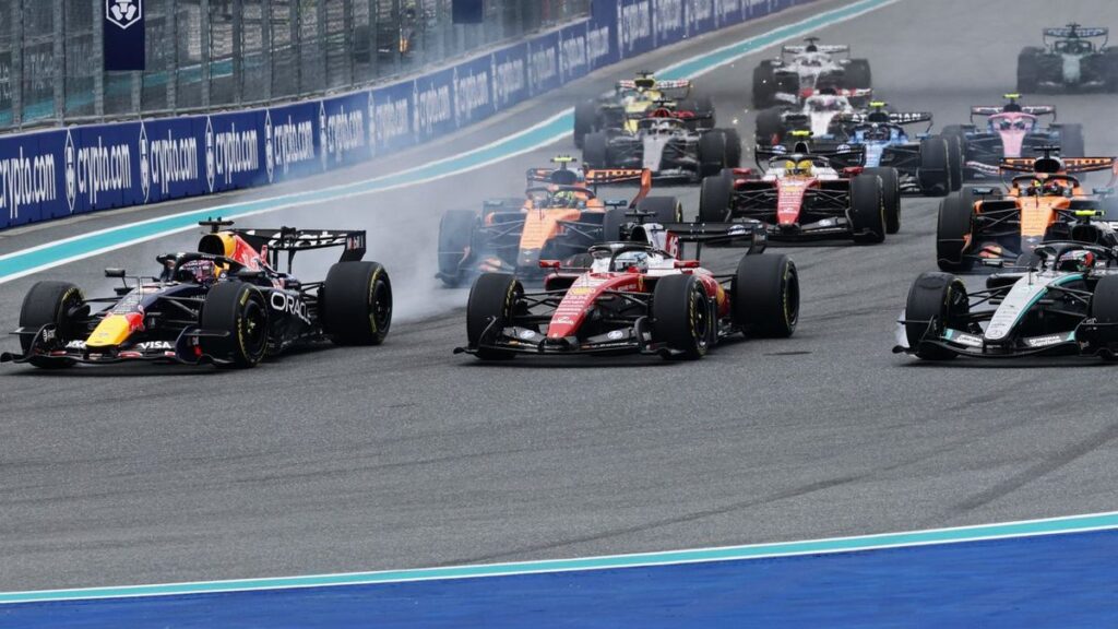 Max Verstappen driving the Red Bull Formula 1 car on a race track