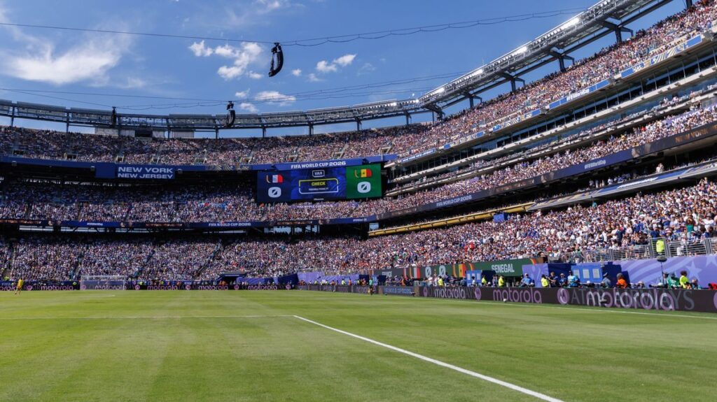 A wide view of the football pitch at MetLife Stadium in New Jersey