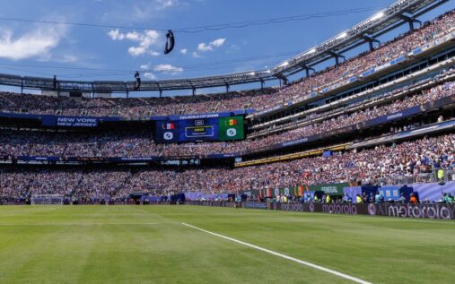 A wide view of the football pitch at MetLife Stadium in New Jersey