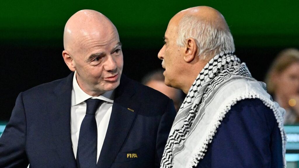 FIFA president Gianni Infantino speaking at a press conference