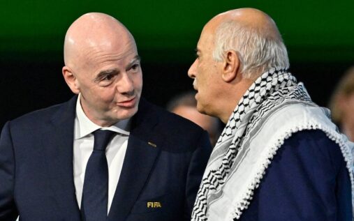 FIFA president Gianni Infantino speaking at a press conference