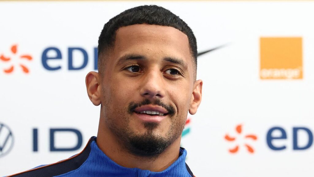 William Saliba playing in defence for the France national team at the World Cup