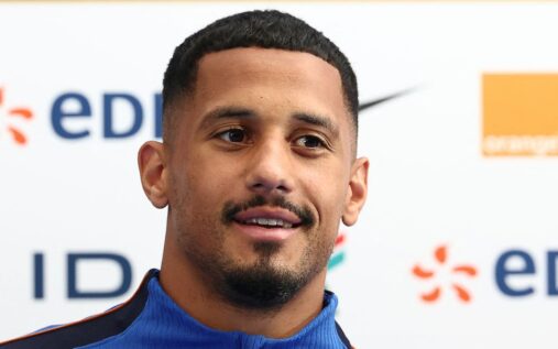 William Saliba playing in defence for the France national team at the World Cup
