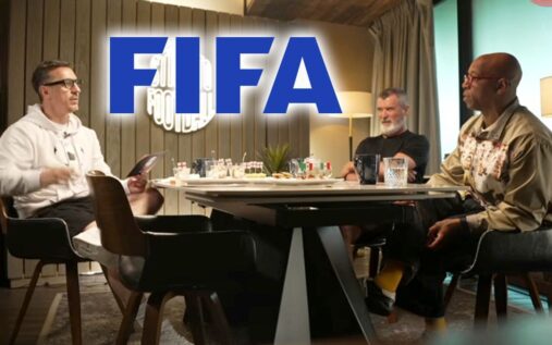 Gary Neville and Roy Keane speaking on a television broadcast panel