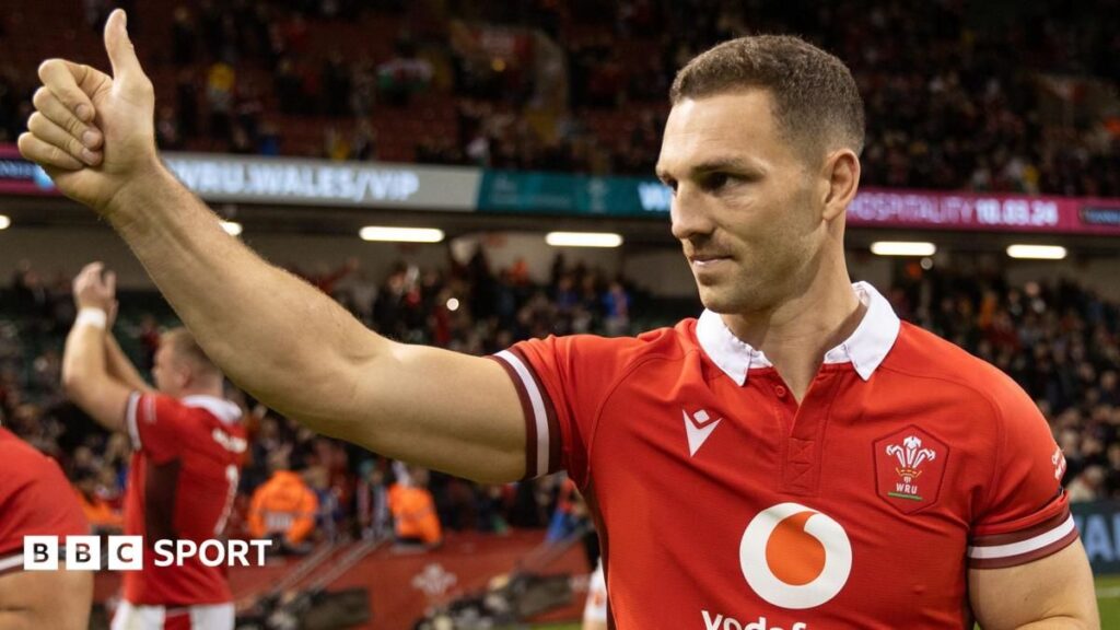 George North carrying the rugby ball while playing for Wales