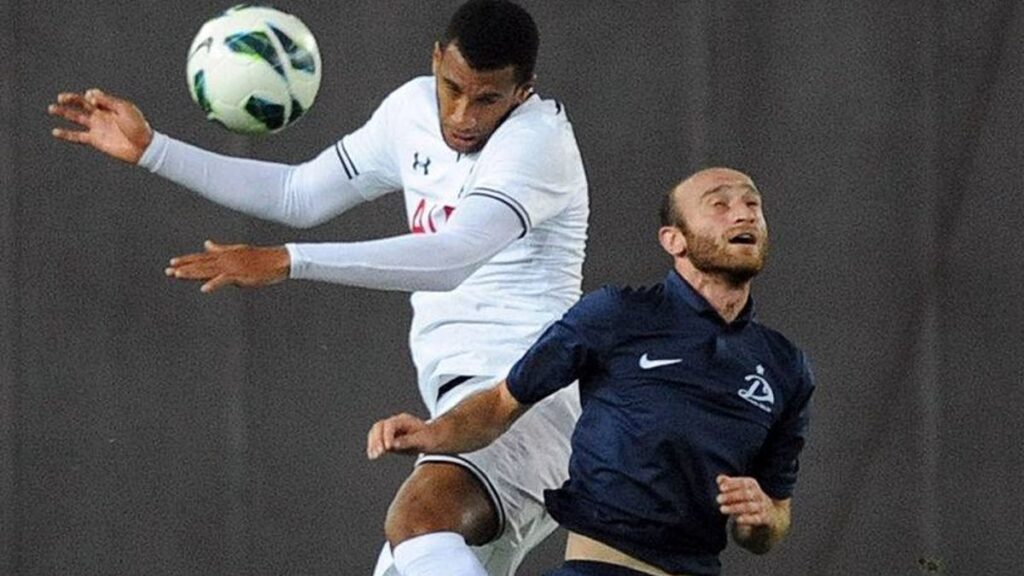 Jaba Dvali playing for FC Zestafoni in the Uefa Europa League