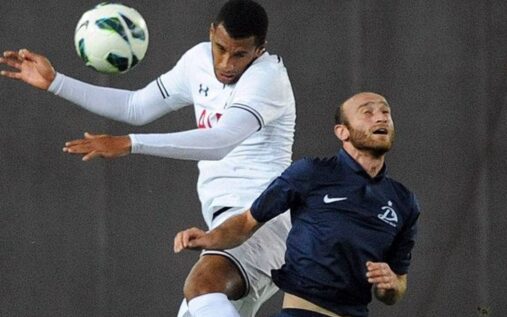 Jaba Dvali playing for FC Zestafoni in the Uefa Europa League