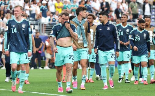Julian Nagelsmann looking dejected on the touchline during Germany's 2-1 World Cup defeat to Ecuador