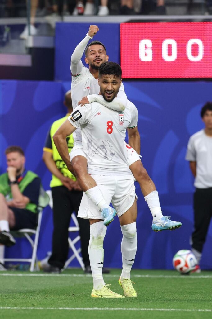 Iran and New Zealand players battle for the ball during their thrilling 2-2 World Cup draw at SoFi Stadium in Los Angeles