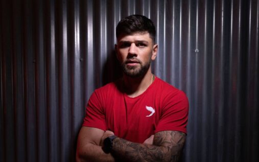 Welsh boxer Joe Cordina looking serious during a pre-fight press conference