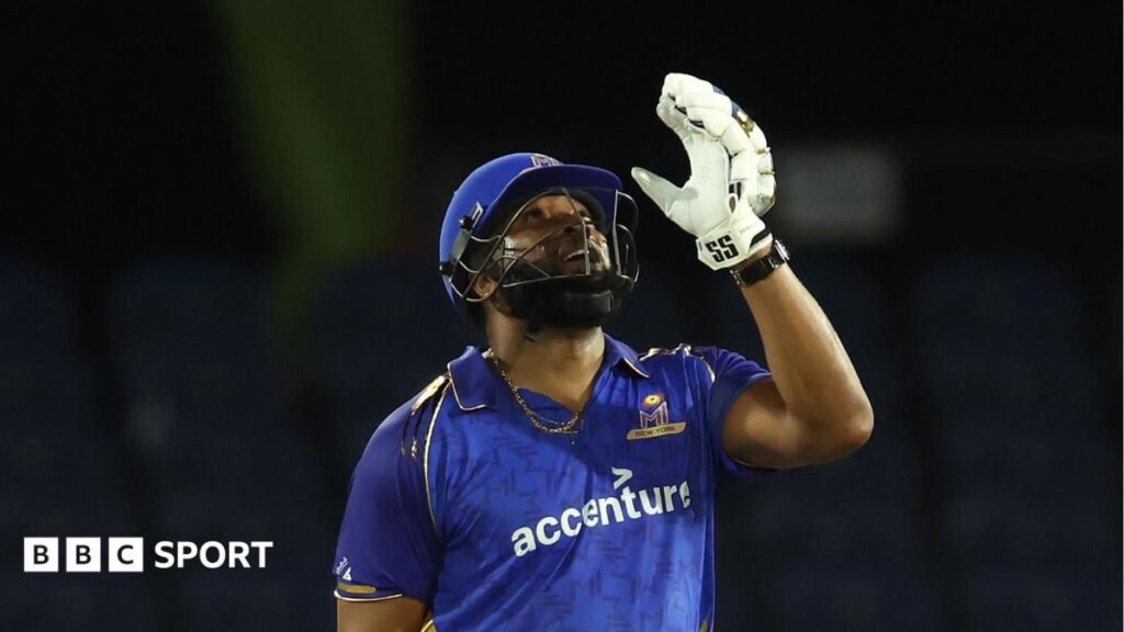 Kieron Pollard batting for MI New York in Major League Cricket