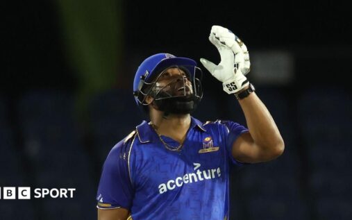 Kieron Pollard batting for MI New York in Major League Cricket