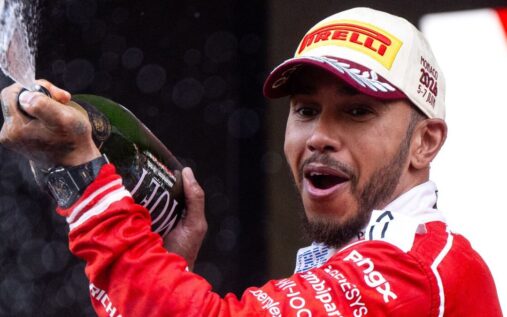 Lewis Hamilton driving his Ferrari car during the 2026 Formula 1 season