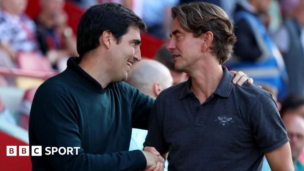 Andoni Iraola directing his team from the touchline during a Premier League match