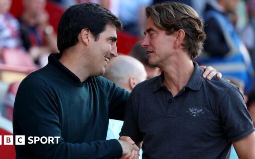 Andoni Iraola directing his team from the touchline during a Premier League match