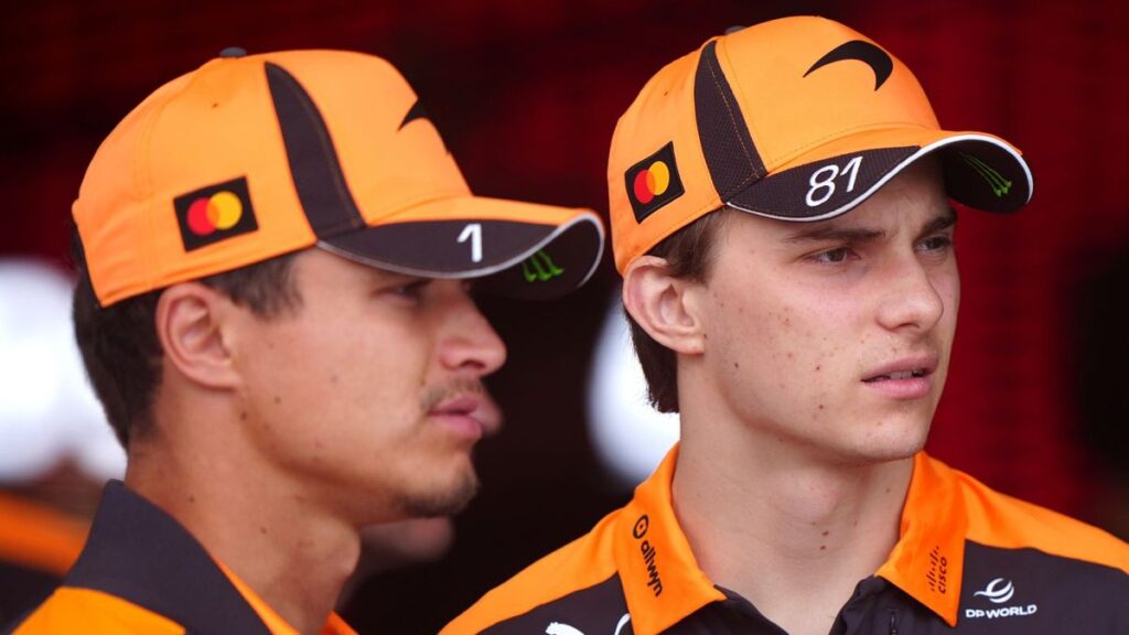 McLaren team principal Andrea Stella looking concerned in the Formula 1 paddock