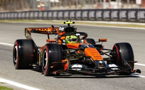 A McLaren Formula 1 car racing on track during the 2026 season