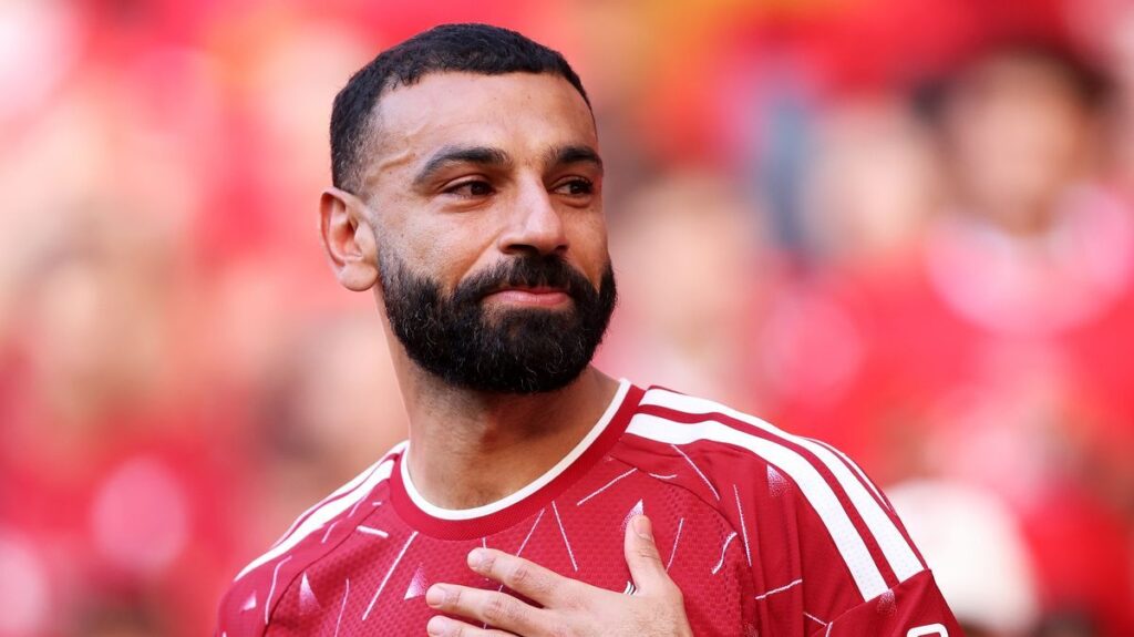 Mohamed Salah wearing a Liverpool kit during a Premier League match