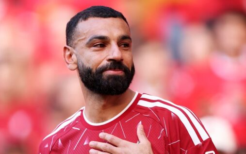 Mohamed Salah wearing a Liverpool kit during a Premier League match