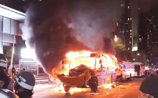 Massive crowds and riot police gather in New York City streets following the Knicks' NBA Finals victory