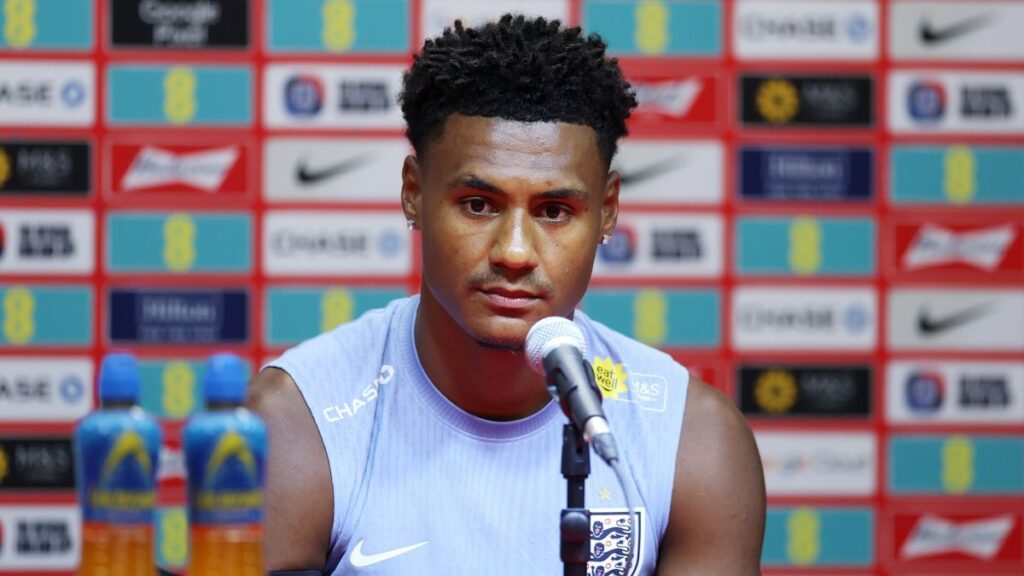 Ollie Watkins playing for England during an international football match